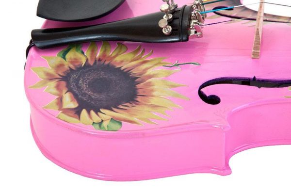 SUNFLOWER DELUXE PINK 4/4 METALLIC BRONZE DETAIL, CRYSTAL ON TAILPIECE, D’ADDARIO STRINGS