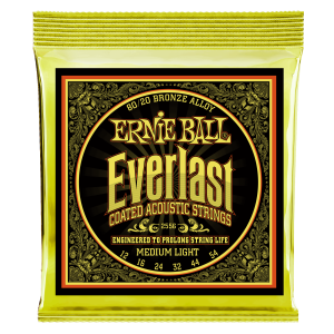 Everlast Medium Light Coated 80/20 Bronze Acoustic Guitar Strings - 12-54 Gauge